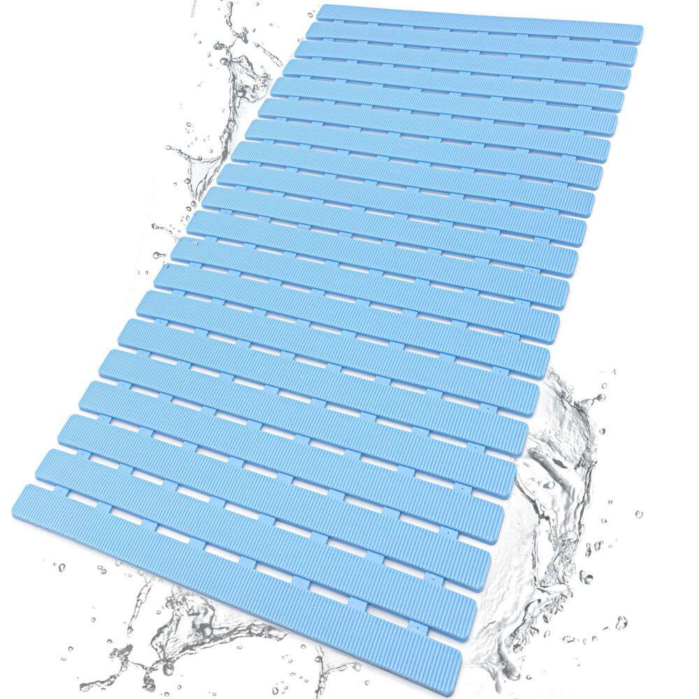 15.7 in. x 27.5 in. Shower Mat Non Slip Bathtub Mat with Suction Cups and Drain Holes, Easy Dry, Easy to Cut in Blue price history on PriceWatchPro