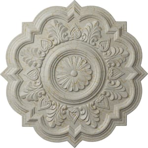 20-1/4 in. x 1-1/2 in. Deria Urethane Ceiling Medallion (Fits Canopies upto 6 in.), Pot of Cream Crackle