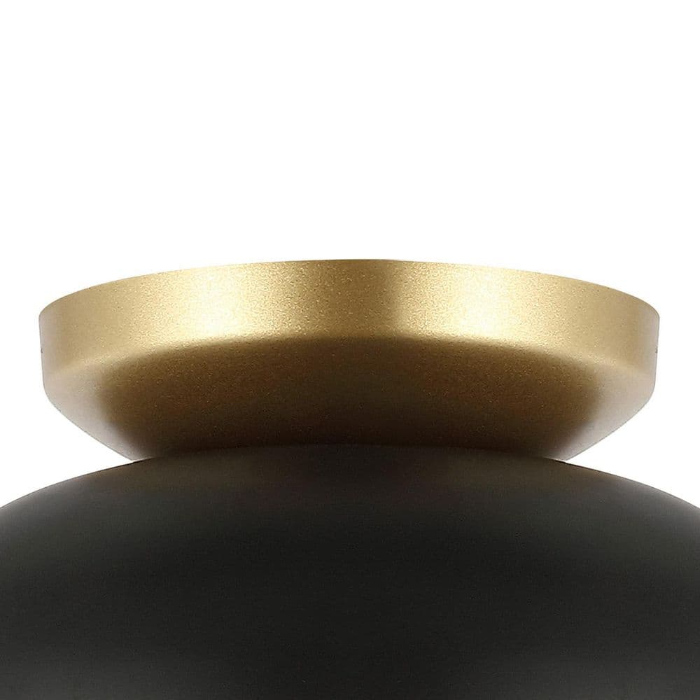 Paulina 8.5" Black/Gold Industrial Iron LED Ceiling Light