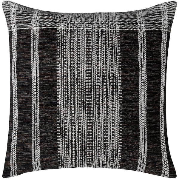 Livabliss Becki Owens Modern Myrna Accent Pillow Cover with Down Insert, 18 in. L ft. x 18 in. W, Black