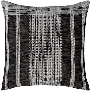 Modern Myrna Accent Pillow Cover with Down Insert, 20 in. L x 20 in. W, Black