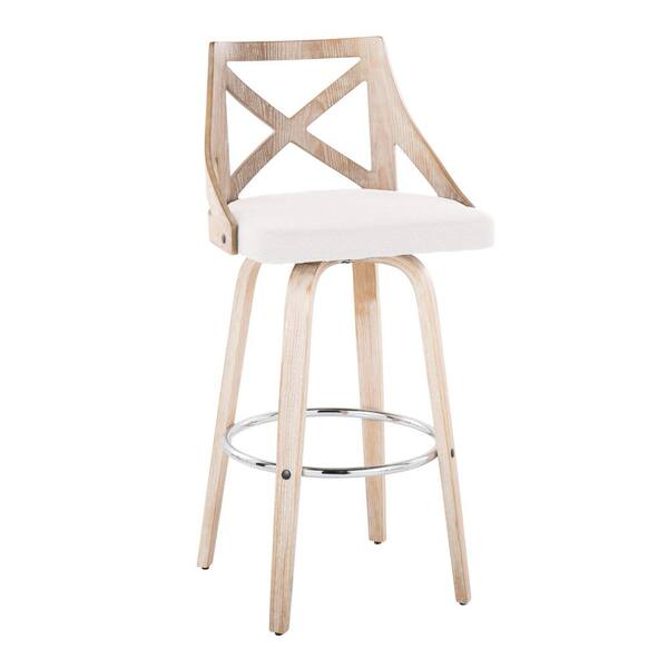 Lumisource Charlotte 29.5 in. Cream Fabric, White Wash Wood