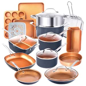 20-Piece Aluminum Ti-Ceramic Nonstick Cookware and Bakeware Set in Graphite