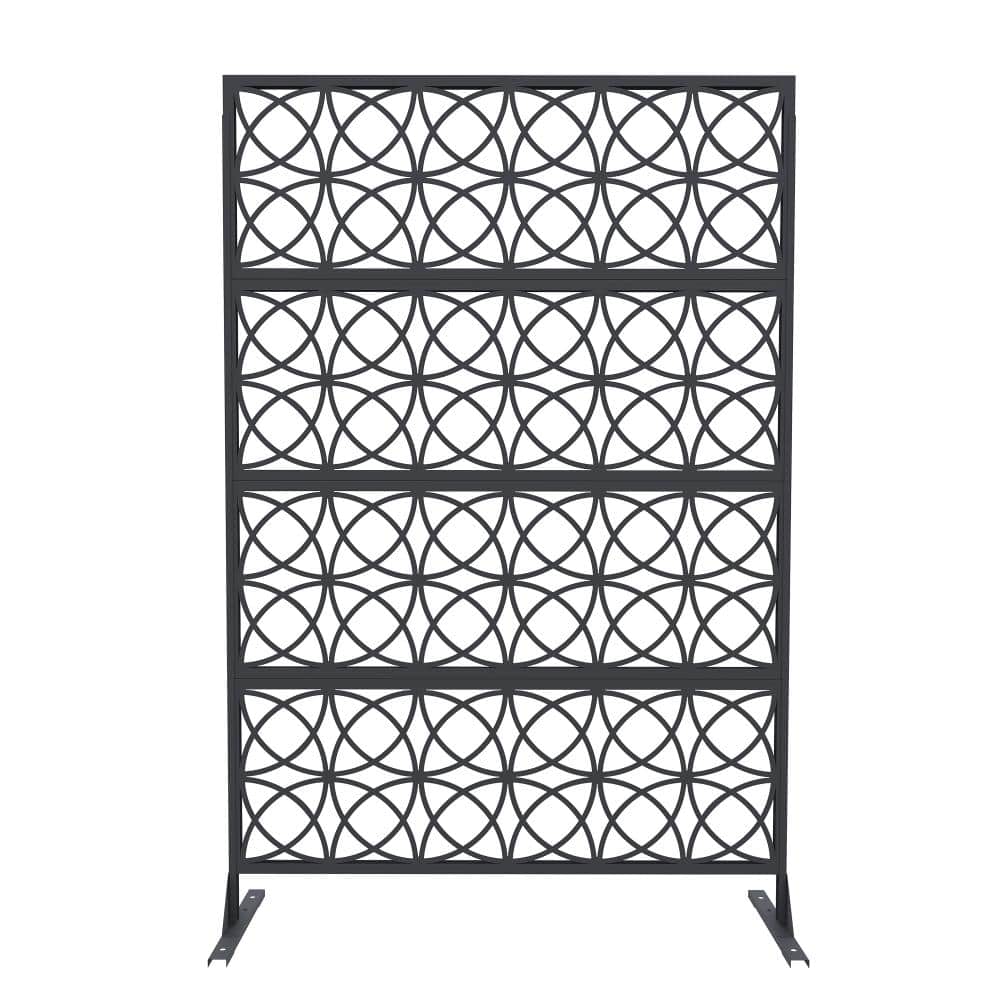 Freestanding Metal Garden Privacy Screen Panel, 72 x 47 in Outdoor Decorative Fence Divider with Stand Black price history on PriceWatchPro