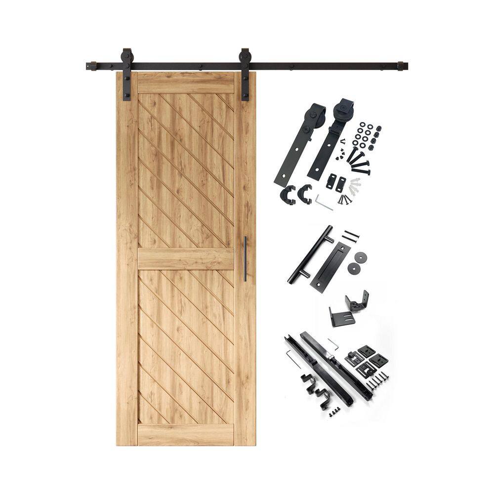 XT2 26 in. x 80 in. C-Panel Unfinished Slanted Stripe Design Solid Pine Wood Sliding Barn Door with Hardware Kit price history on PriceWatchPro