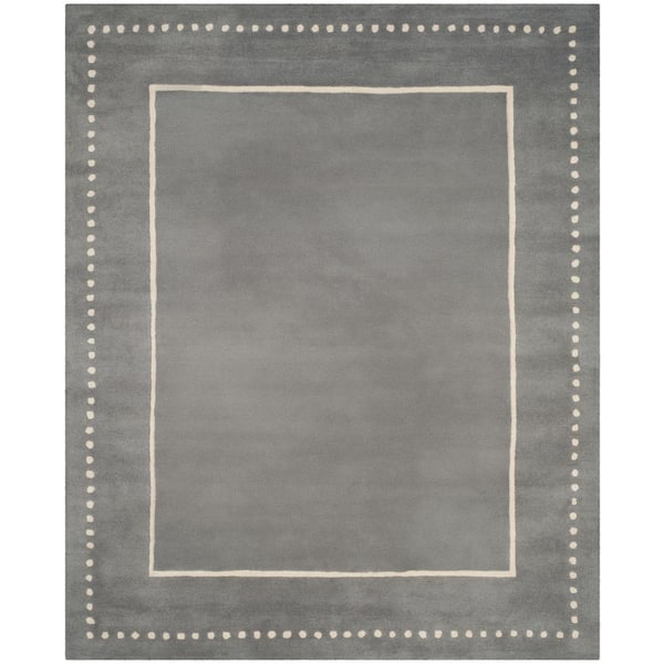 Bella Silver/Ivory 10 ft. x 14 ft. Dotted Border Area Rug