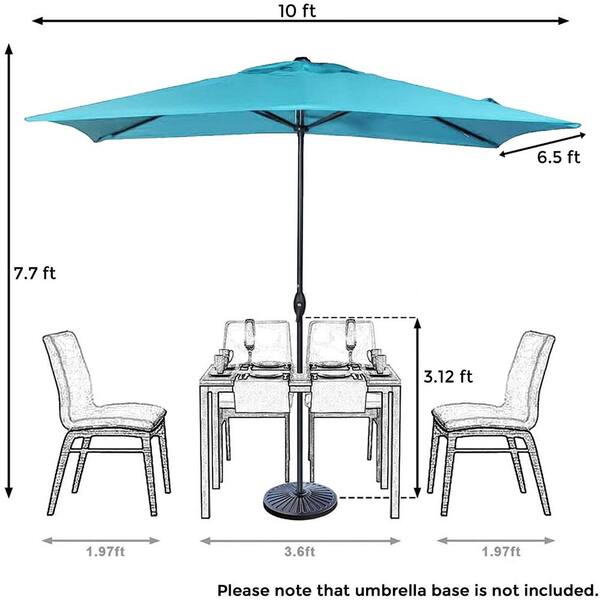 Abba Patio 10 Ft X 6 5 Rectangular Market Umbrella Outdoor With Push On Tilt And Crank In Turquoise Hdap23386ctl - Rectangle Umbrella For Patio Table