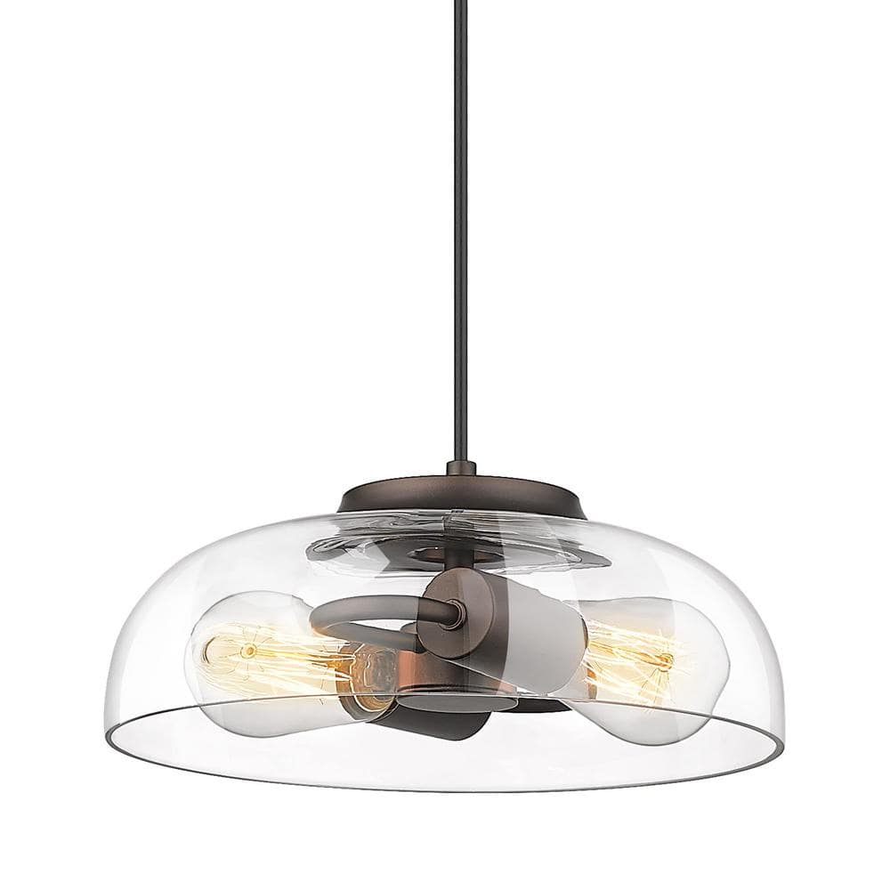 JAZAVA 11 in. 2-Light Standard Oil-Rubbed Bronze Pendant Lighting with  Clear Glass Shade Adjustable Height HD5HZG63M1L ORB The Home Depot