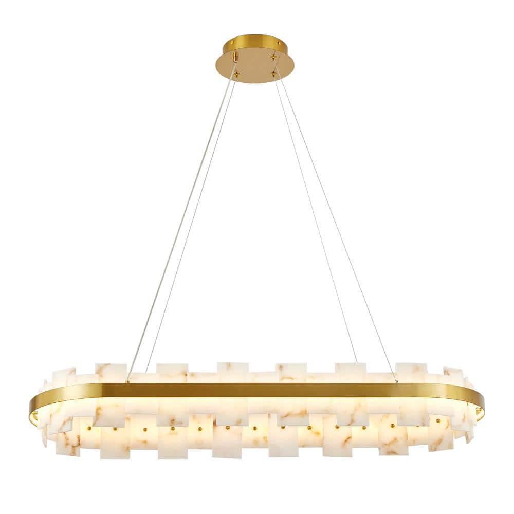 Gold Linear Chandelier with Faux Marble Rectangle Design and Integrated LED Fixture price history on PriceWatchPro