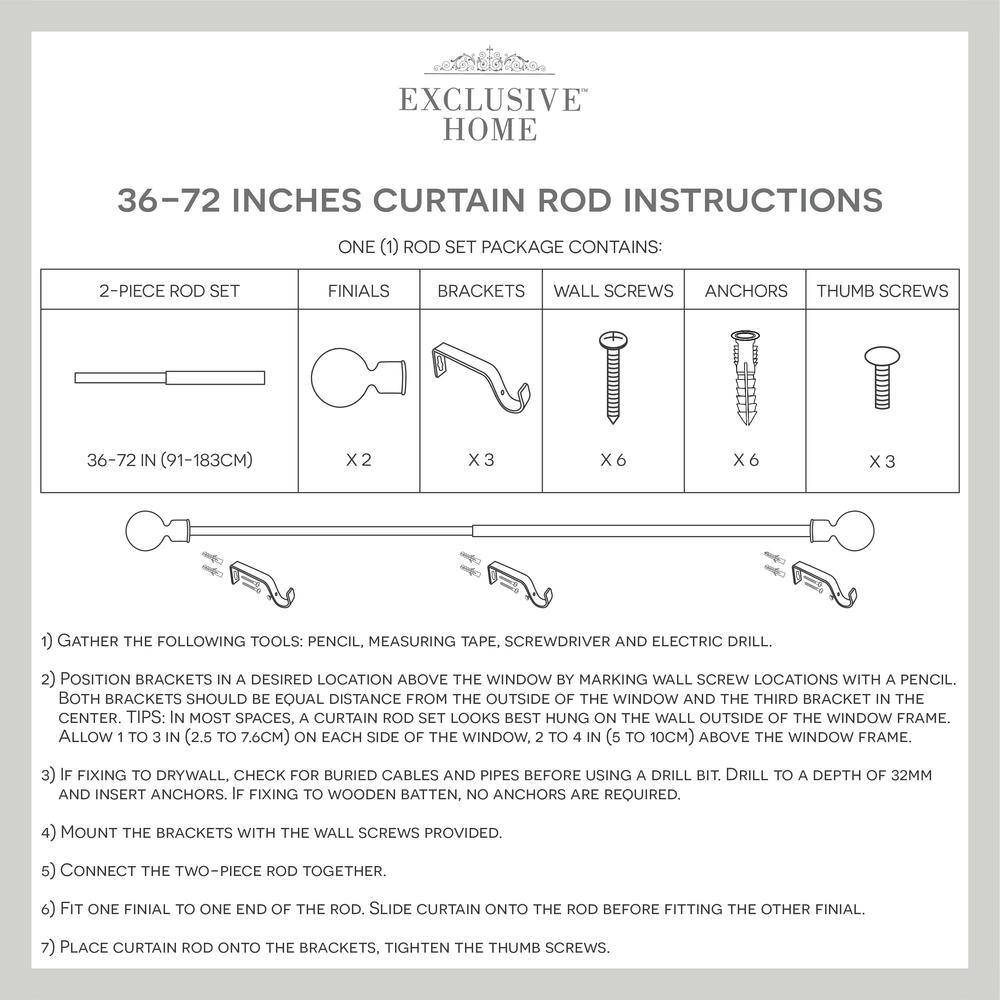 Matte Bronze Adjustable Curtain Rod with Square Finials