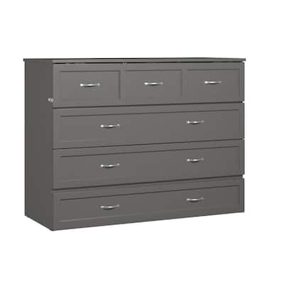 AFI Deerfield Murphy Bed Chest Full Atlantic Gray with Charger