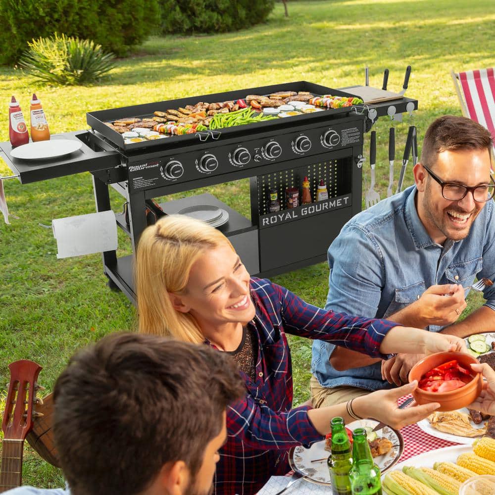 Royal Gourmet 44-Inch Black Stainless Steel 6-Burner Propane Gas Grill Griddle