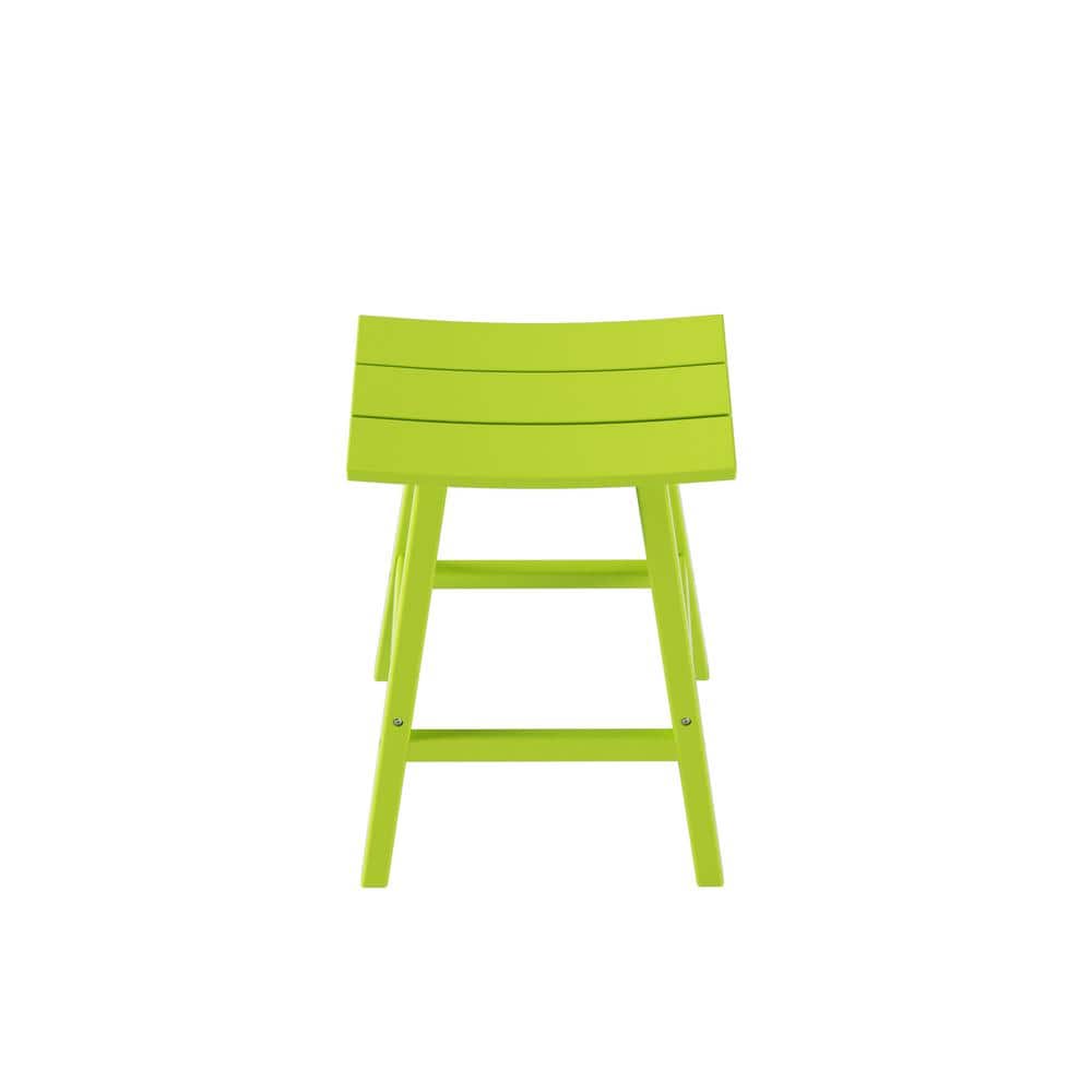 All-Weather Lime 29" Outdoor Bar Stool with Saddle Seat