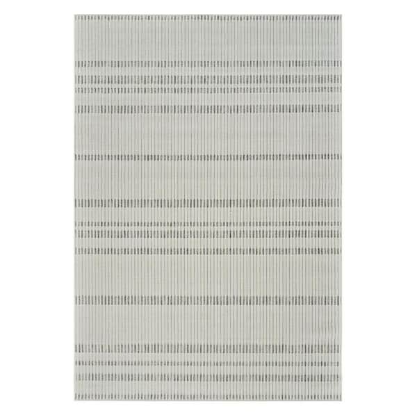 Cream, Beige 4 ft. x 6 ft. Woven Striped Polypropylene Rectangle Indoor/Outdoor Area Rug