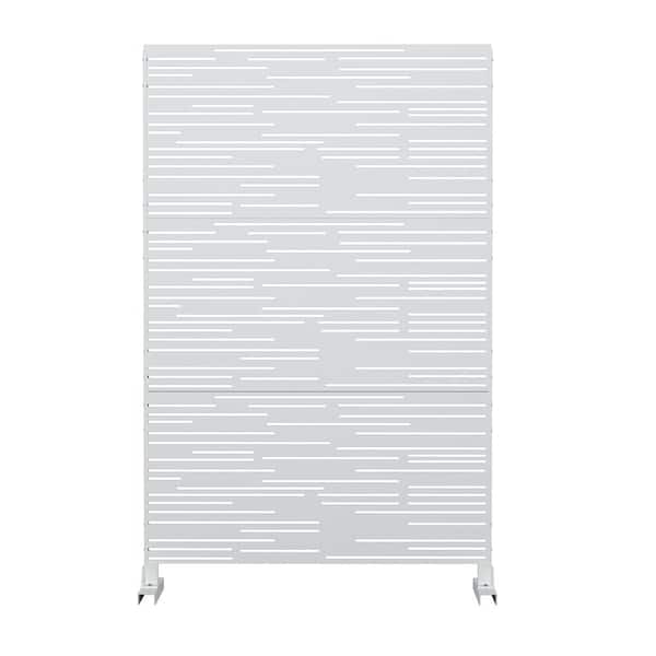 Seafuloy 76 in. H x 47.2 in. W Outdoor Privacy Screen with Stand Freestanding Metal Divider for Garden Patio Backyard White