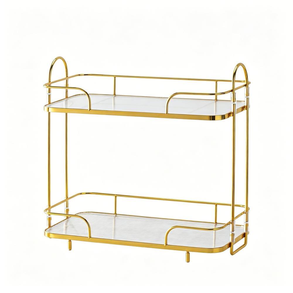 13 in. W x 12.4 in H x 6.5 in. D Metal in Gold Over The Toilet Storage 2 Tier Corner Bathroom Counter Organizer price history on PriceWatchPro