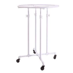 Pipeline Adjustable Gloss White Metal 36 in. W x 67 in. H  Rolling Round Rack