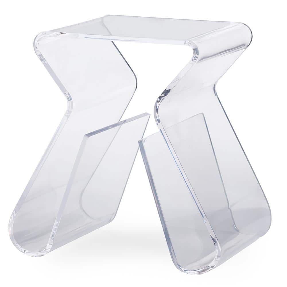 Clear Acrylic End Table with Magazine Storage