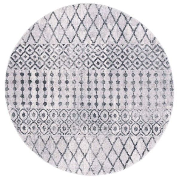 Toscana 7 ft. x 7 ft. Ivory/Dark Gray Tribal Round Rug