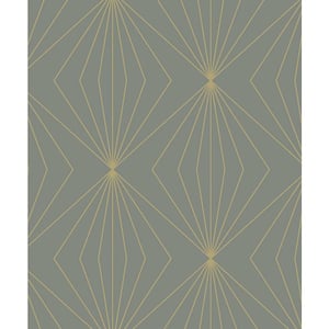 Grey and Metallic Gold Gem Geometric Vinyl Peel and Stick Wallpaper Roll (Covers 31.35 sq. ft.)