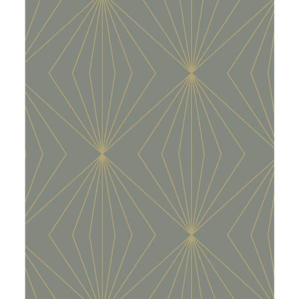 NextWall Grey and Metallic Gold Gem Geometric Vinyl Peel and Stick Wallpaper Roll (Covers 31.35 sq. ft.)