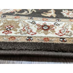 Como Brown 3 ft. x 5 ft. Transitional Oriental Scroll Area Rug