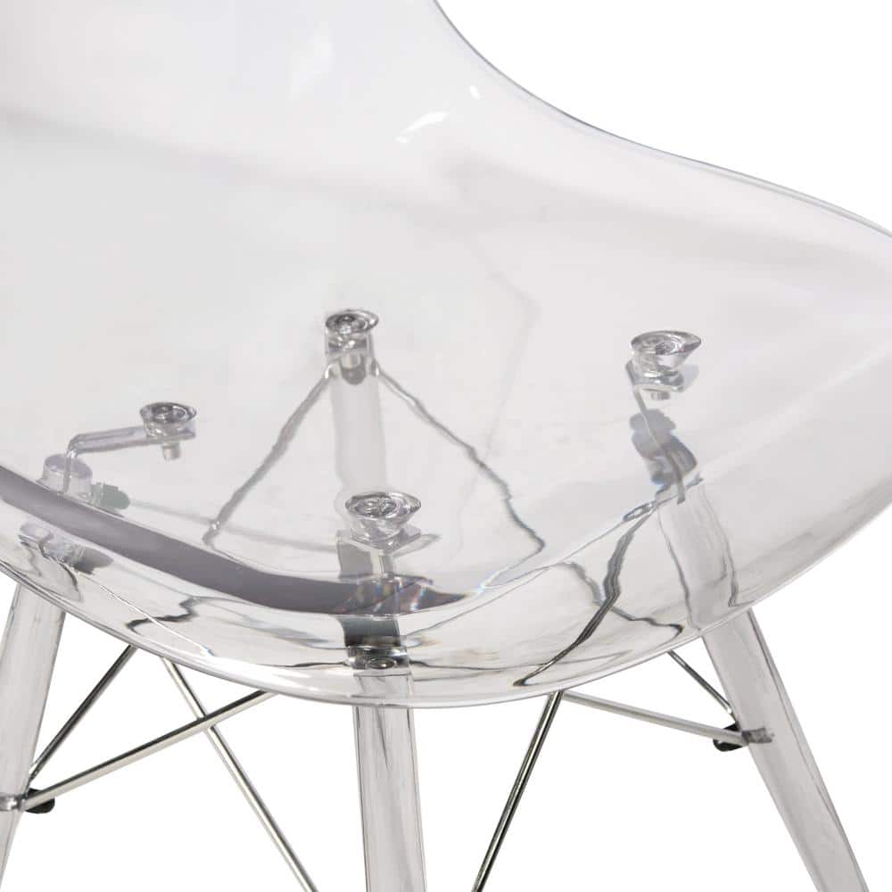 Dover High Back Cross Side Chair in Matte Clear Plastic