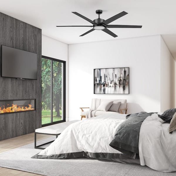 Talbert 70 in. Matte Black Downrod/Angle Mount Standard Color Changing LED Indoor Ceiling Fan with Remote Control