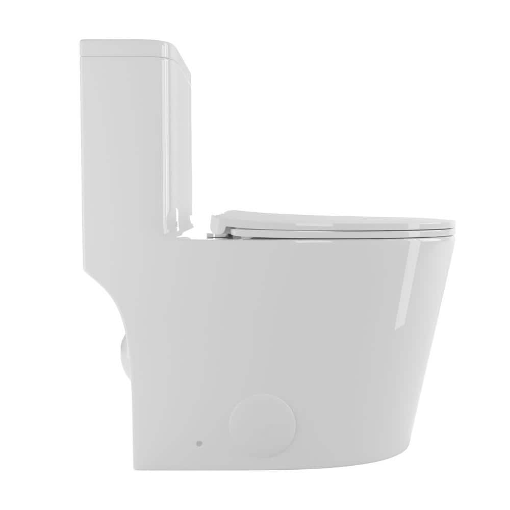 White Ceramic Dual-Flush Elongated One-Piece Toilet