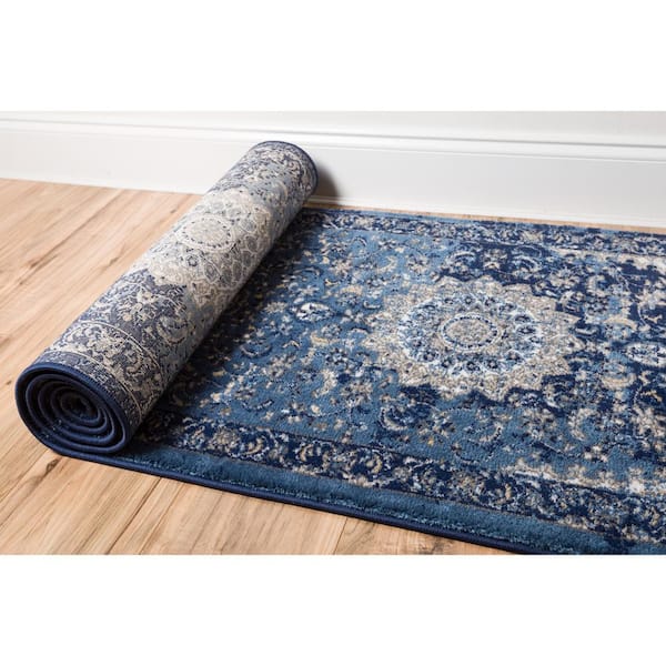 Luxbury Mahal Blue 2 ft. x 8 ft. Traditional Runner Rug