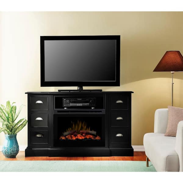 Dimplex Gibbons 55 in. Media Console Electric Fireplace TV Stand in Black