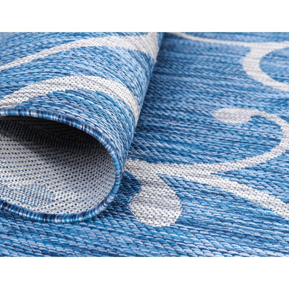 Azure Blue and White Rectangular Synthetic Outdoor Rug, 6' x 9'