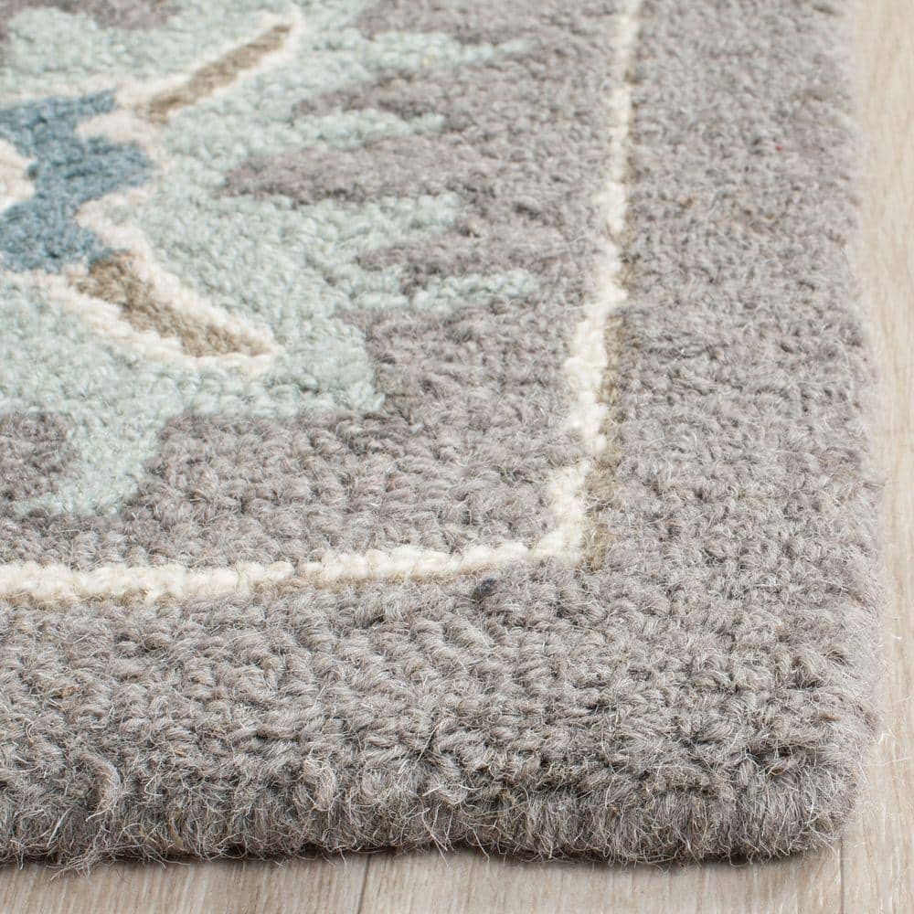 Gray Floral Hand-Tufted Wool 8' x 10' Area Rug