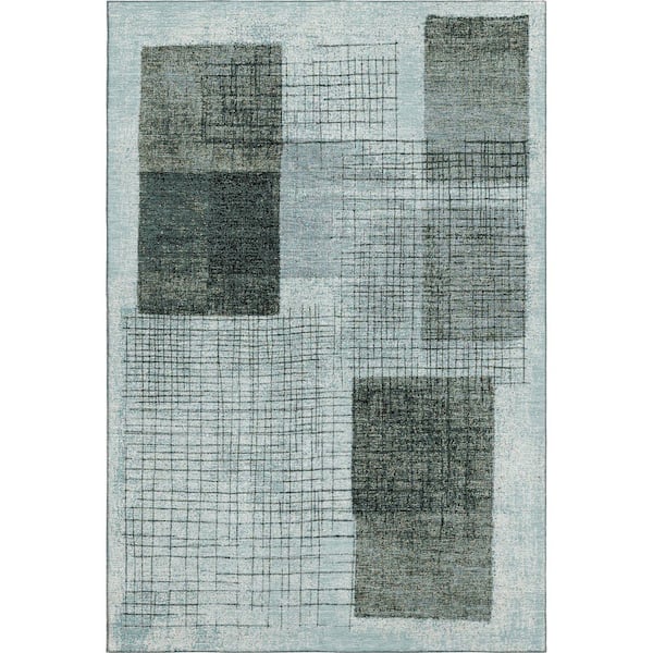 Mayfield Premium Machine Washable Abstract AMF2112 Teal 10 ft. x 14 ft. Area Rug