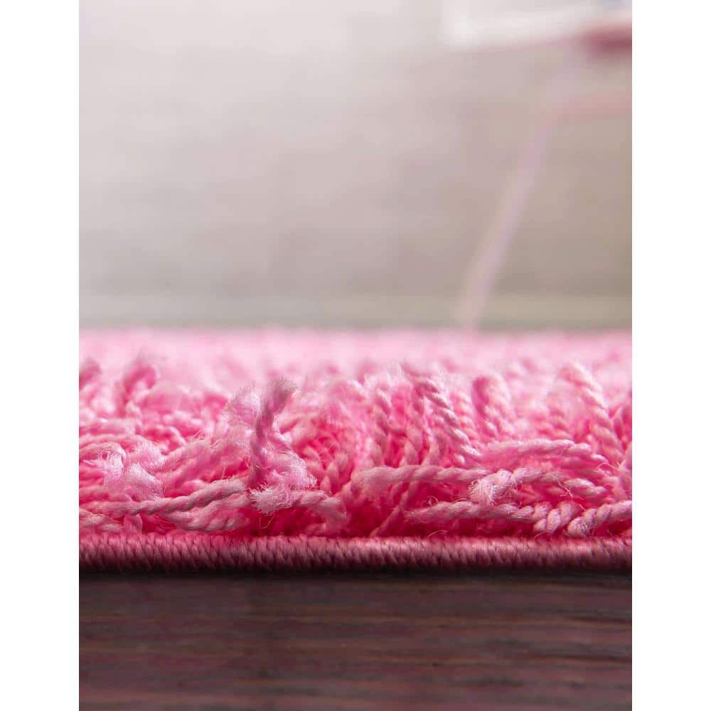 Taffy Pink Plush Rectangular Shag Area Rug for Easy Care