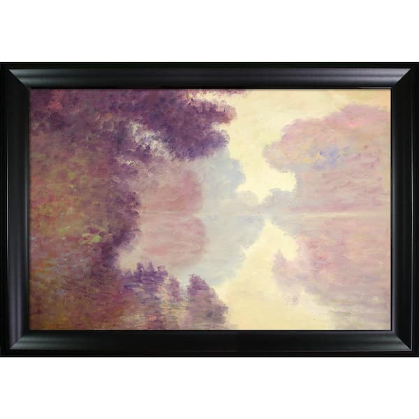 LA PASTICHE Misty Morning on Seine (Pink), 1897 by Claude Monet Black Matte Framed Abstract Oil Painting Art Print 29 in. x 41 in.