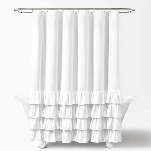 72 in. x 72 in. Allison Ruffle Shower Curtain White Single