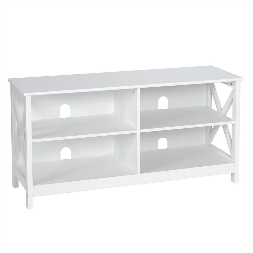 FORCLOVER 47 in. White TV Stand Fits TV's up to 55 in. with Open ...