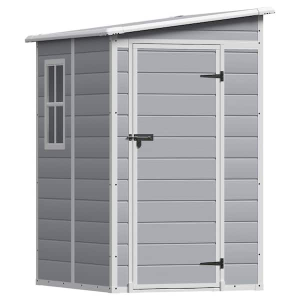 Tozey 5 ft. W x 4 ft. D Matte Gray Patio Resin Shed Extruded