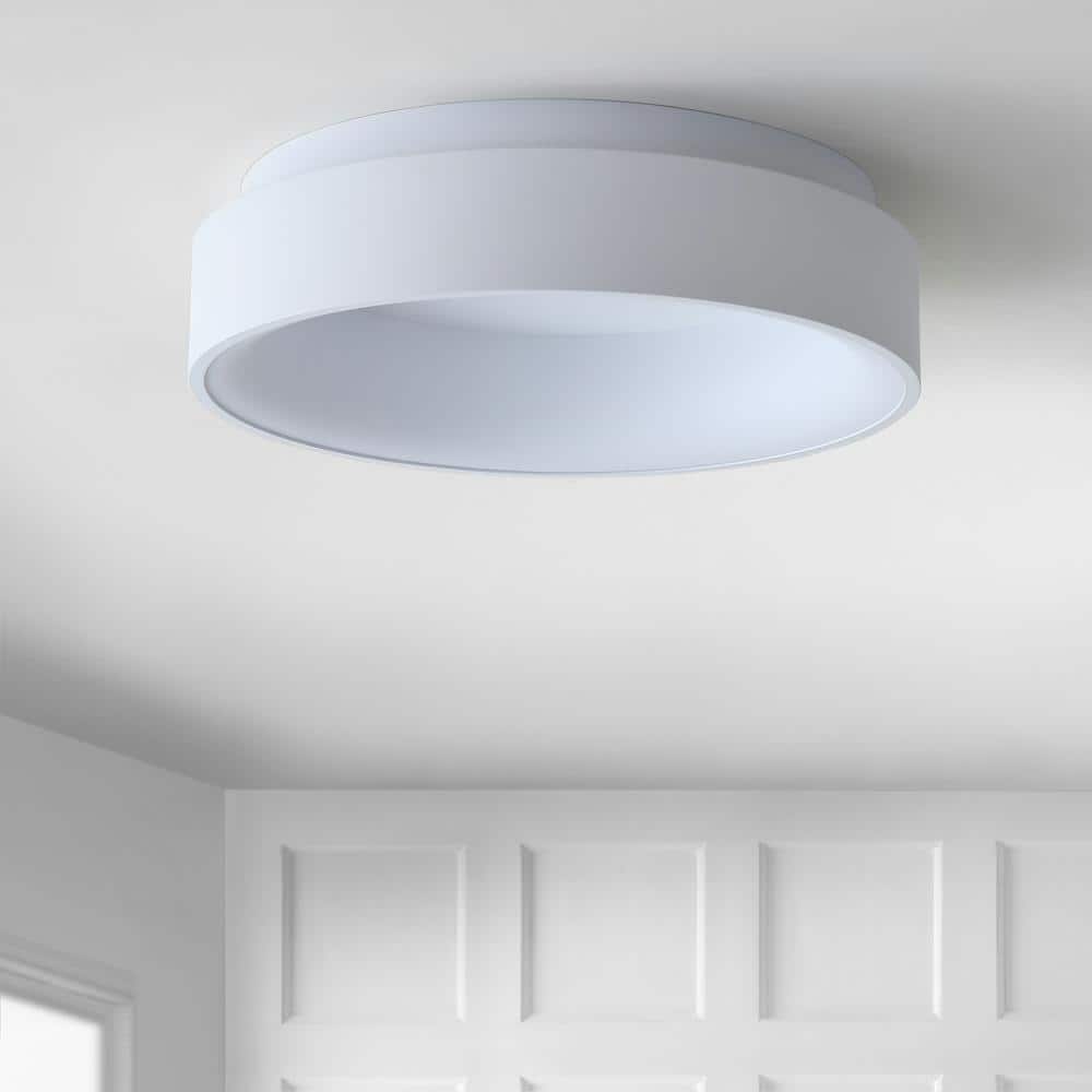 White Metal 17.75" LED Flush Mount Ceiling Light
