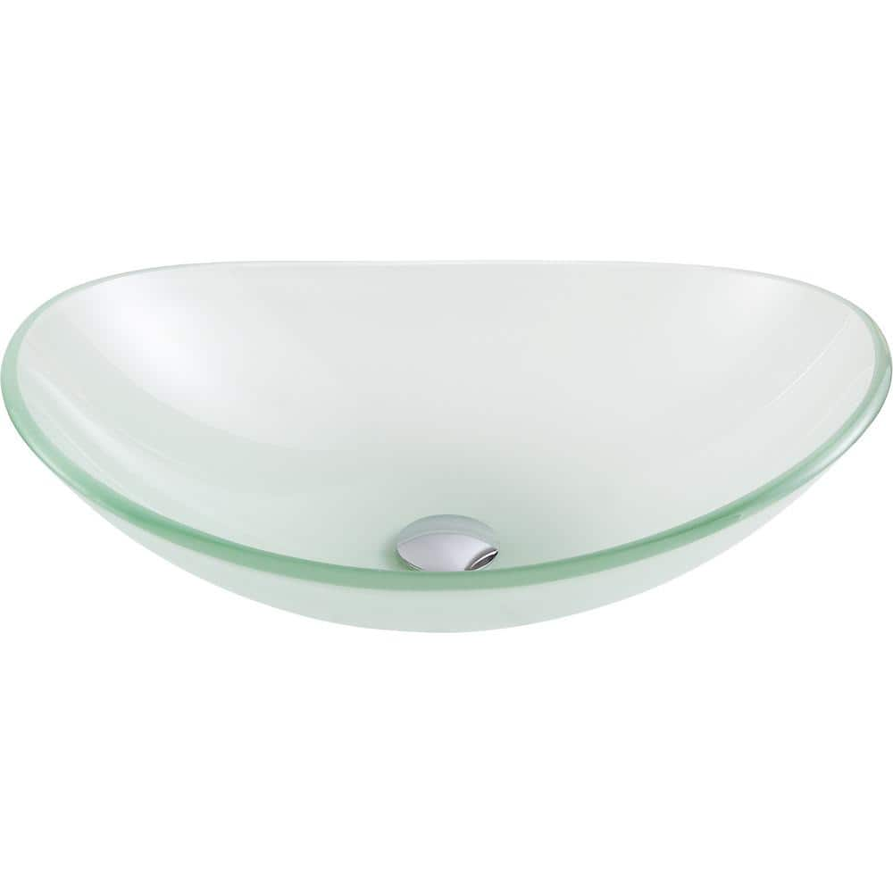 ANZZI Forza Series Oval Deco-Glass Vessel Sink in Lustrous Frosted LS ...