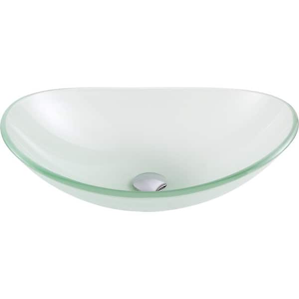 ANZZI Forza Series Oval Deco-Glass Vessel Sink in Lustrous Frosted