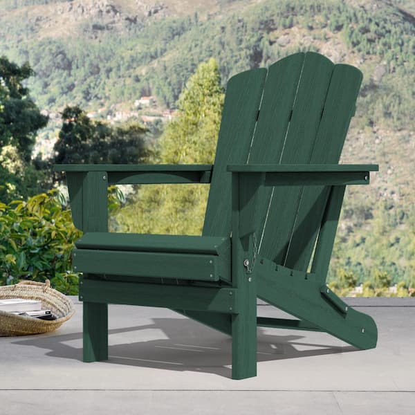 JEAREY Green HDPE Folding Plastic Adirondack Chair(1 Pack）