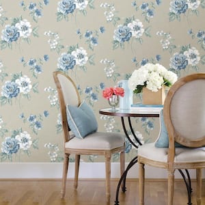 Keighley Light Blue Floral Light Blue Wallpaper Sample