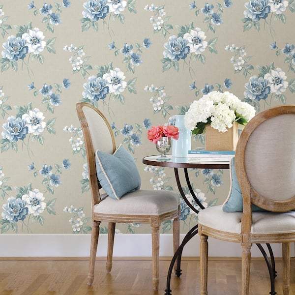 282125110  Ana Light Blue Floral Wallpaper  by AStreet Prints