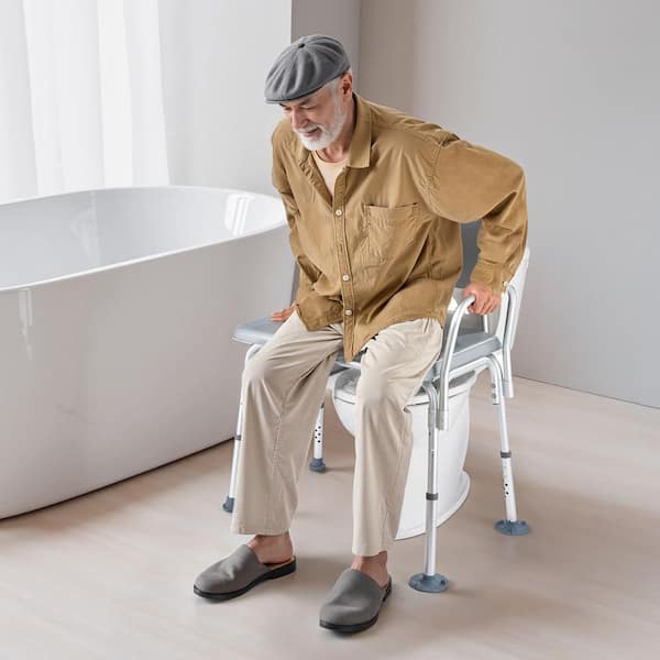 1 Piece 500 lbs. Weight Capacity, 4-in-1 Design, Adjustable Height, for Mobility Bedside Commode Chair Set, Toilet Seat