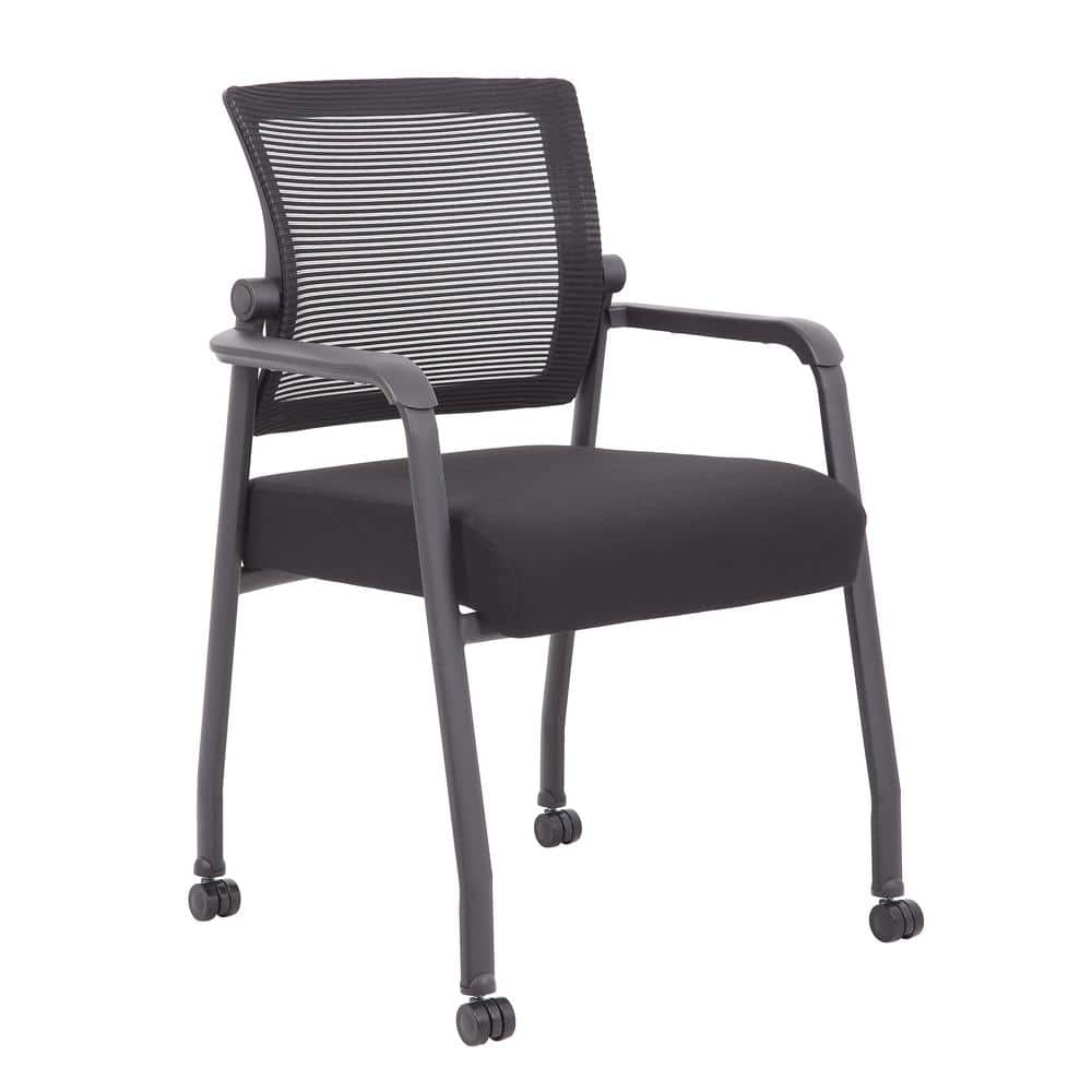 BOSS Office Products BOSS Black Fabric Mesh Flex-Back Guest Chair with ...