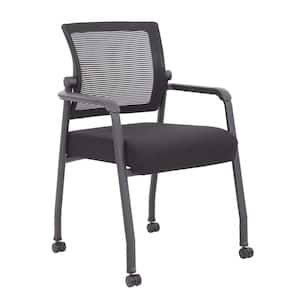 BOSS Black Fabric Mesh Flex-Back Guest Chair with Arms and Casters