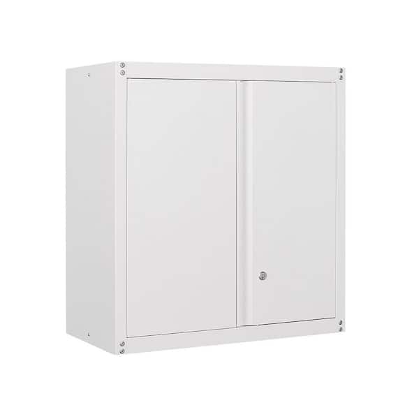Tileon 25.98 in. W x 13.78 in. D x 27.95 in. H White Steel Bathroom Storage Wall Cabinet with Lock