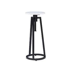 Fraser Adjustable Height Drink Table with Black Iron Base and White Marble Top